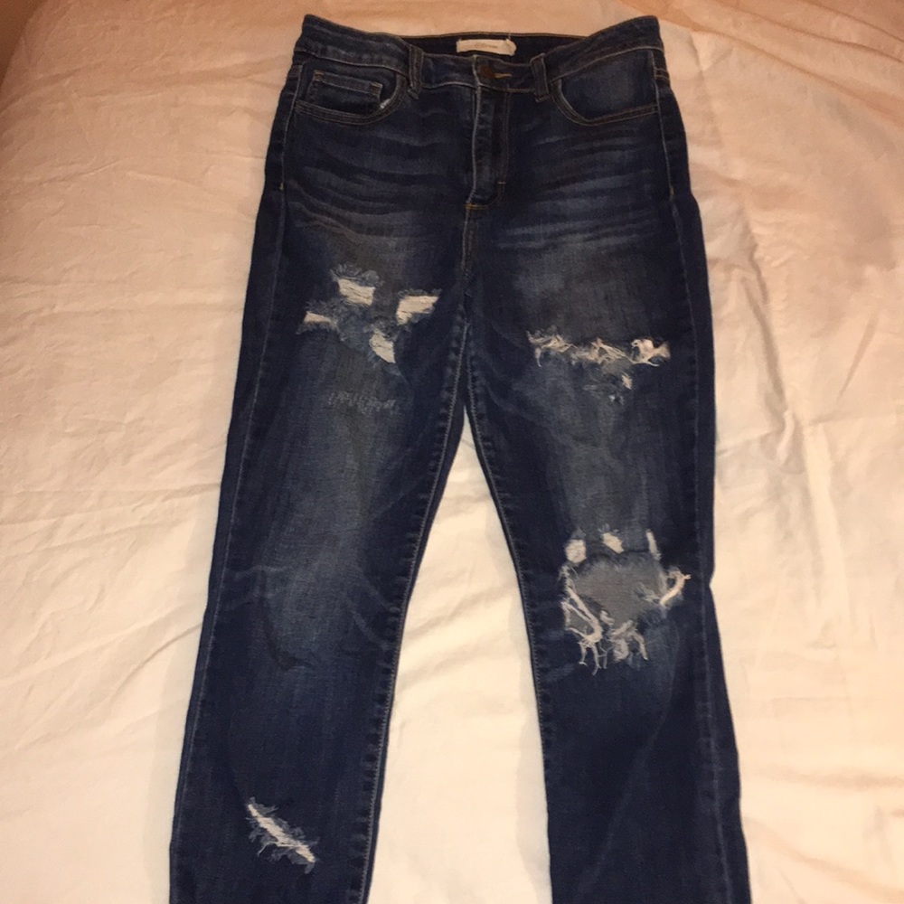 High Waisted Distress Jeans